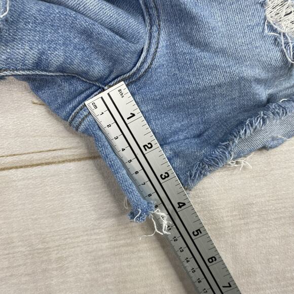 Lot Of 3 Judy Blue Denim Shorts Sz L Distressed Stretch Denim Cuffed Fringe - Picture 14 of 16